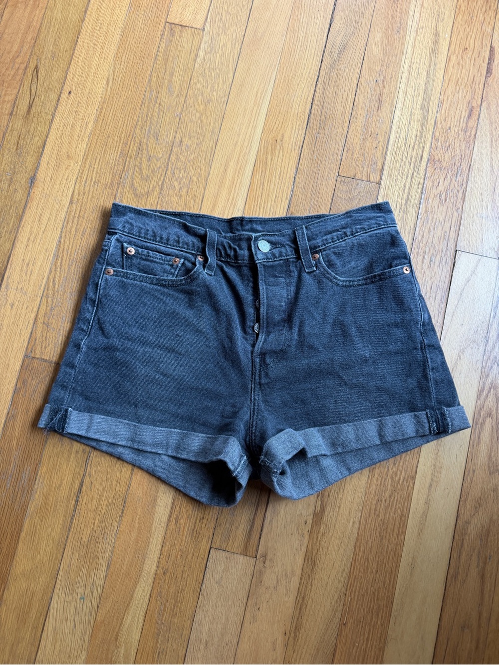 Levi’s black button fly shorts